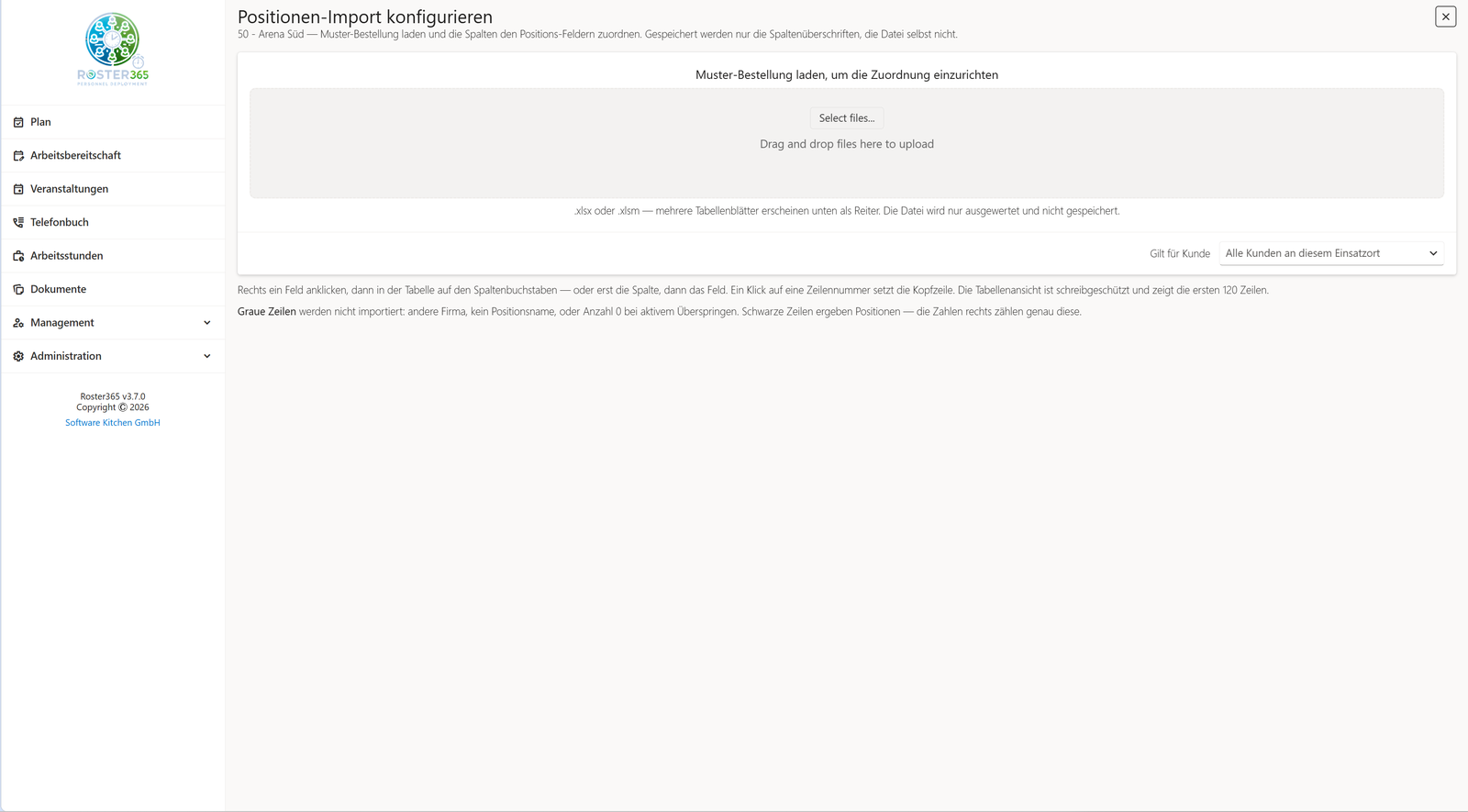 Upload-Bereich für die Muster-Bestellung